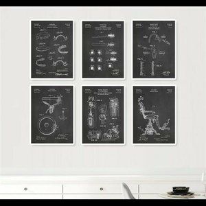 Dental Dentist Office Dentistry Patents Posters Wall Art Decor Set of 6 Prints